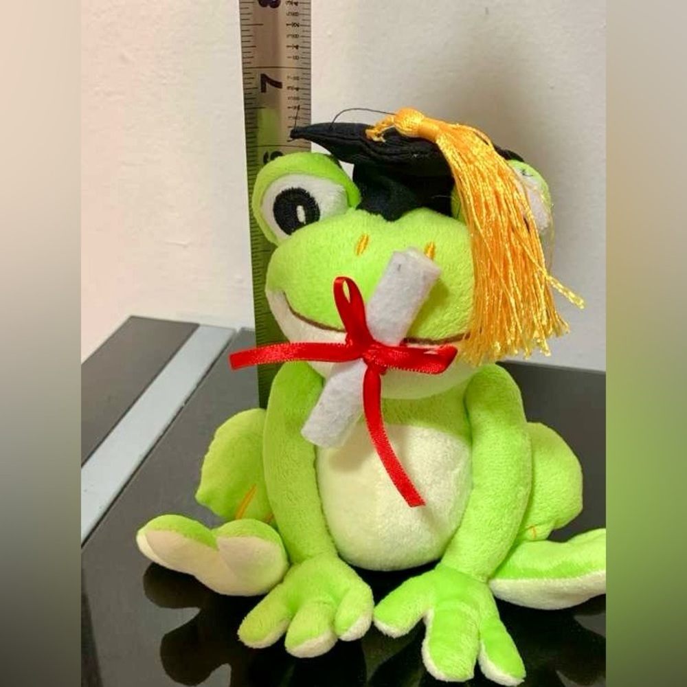 Graduation Frog Plush Toy for Reptile Pets - Green